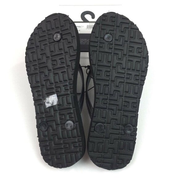 Tommy Hilfiger Womens Black Flip Flops Beach Sandals With Logo Strap Size 5 - Picture 6 of 6